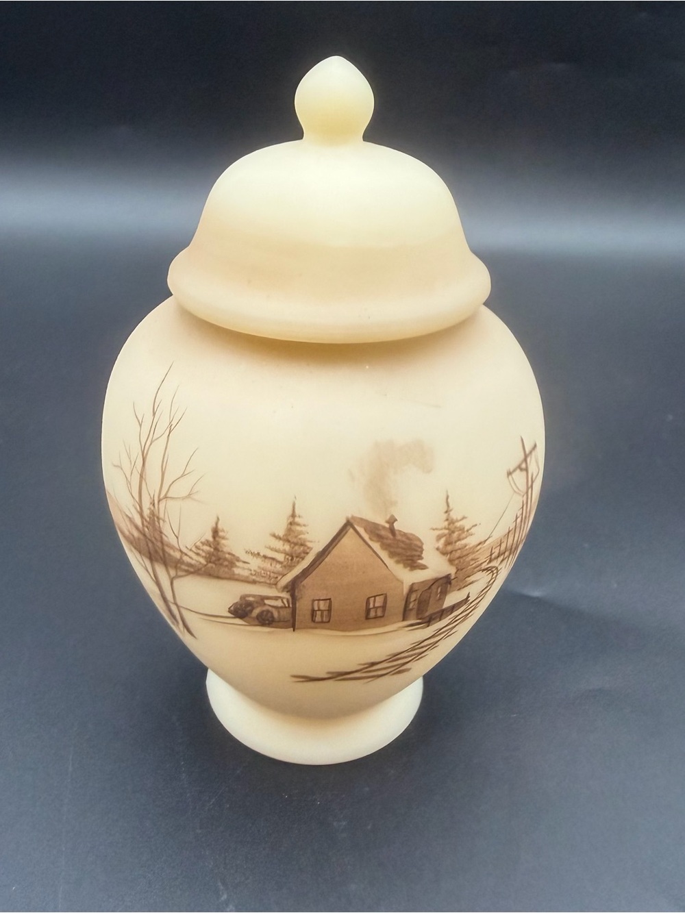 Fenton "Down By The Station" Temple Jar - Small Scratch